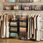 X-cosrack 4 Tier Hanging Closet Organizer Foldable Hanging Storage Basket - Image 2