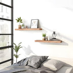 PHPH Wood Floating Shelves for Wall, Wooden Wall Shelves for Bedroom, Set of 6 Light Brown 17 Inch - Image 5