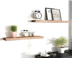 PHPH Wood Floating Shelves for Wall, Wooden Wall Shelves for Bedroom, Set of 6 Light Brown 17 Inch - Image 6